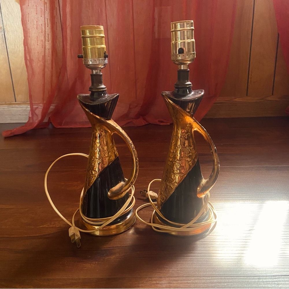 Vintage 50’s Deena Weeping Gold Table Lamps (2 for the price of 1!)